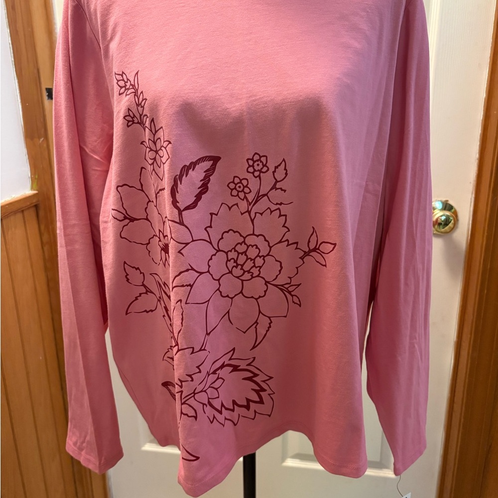 Talbots Pink Floral Long Sleeve Tee